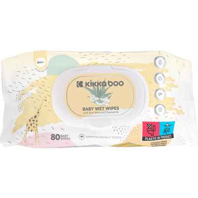 Бебешки мокри кърпи Kikka Boo Алое Вера и Лайка, 80бр с капак