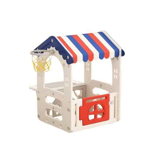 Детска пластмасова къща с баскетболен кош и масичка Feelkids, в морски цветове