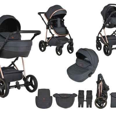 Комбинирана бебешка количка 3в1 Moni Florence, черна