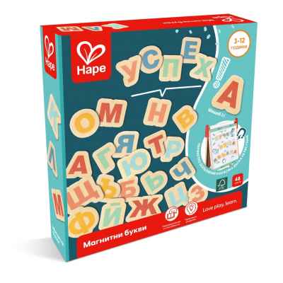 Образователен комплект Hape, Магнитни букви на Български език, 48 части