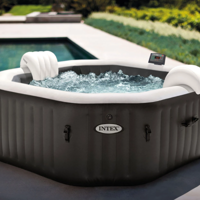 Надуваемo джакузи с водни и въздушни струи Intex PureSpa Bubble Deluxe, тъмно сиво