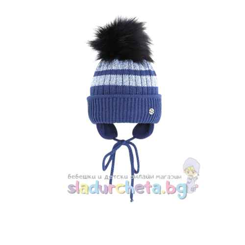 Бебешка шапка Criss, синя