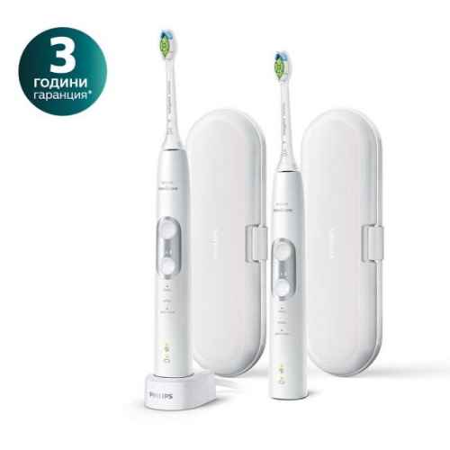 Комплект звукочестотни четки за зъби ProtectiveClean 6100 Philips Sonicare, бели 2 бр.