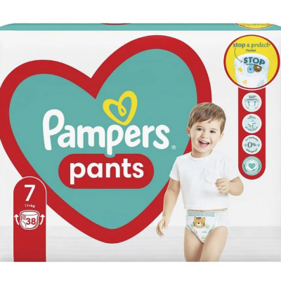 Гащички за еднократна употреба Pampers 7, 17+ кг 38 бр.