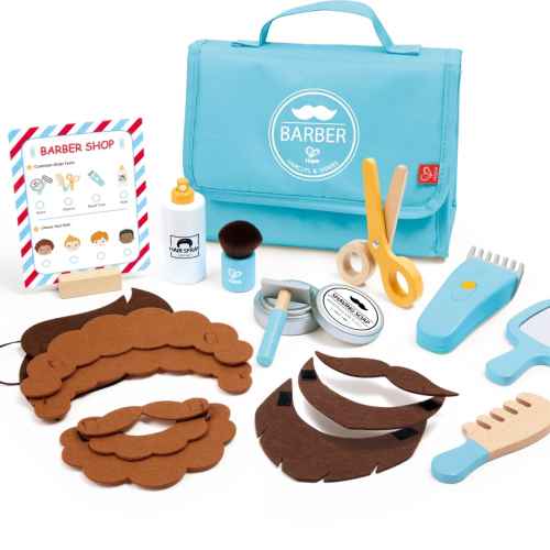 Детски дървен комплект Hape, Комплект с фризьорски принадлежности, 22 части