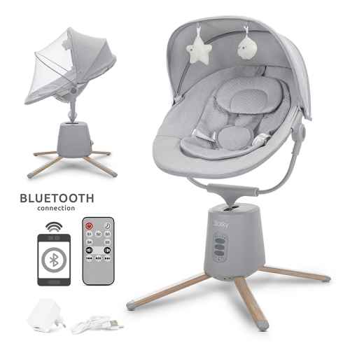 Бебешки електрически шезлонг с люлеене Lorelli Storky, Grey