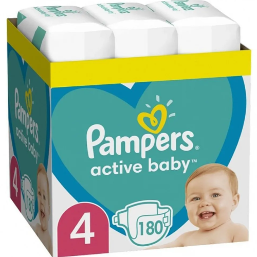 Еднократни пелени Pampers Active Baby 4 Maxi, 9-14 кг 180 бр.