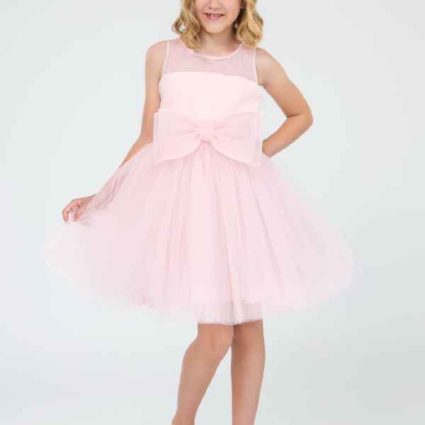 Детска рокля Контраст, светлорозова с панделка-i5klR.jpeg