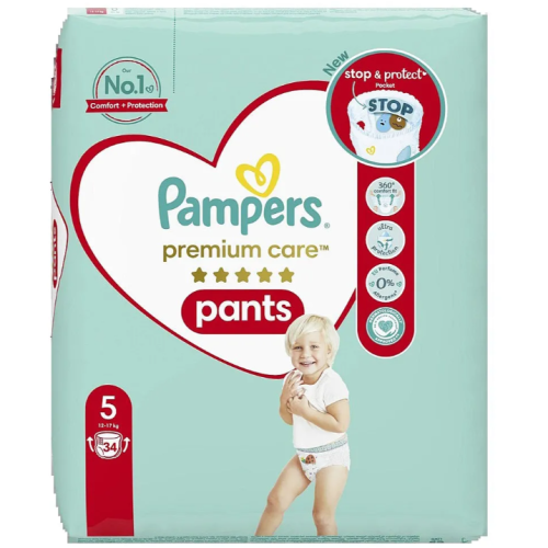 Гащички за еднократна употреба Pampers Premium Care 5, 12-17 кг 34 броя