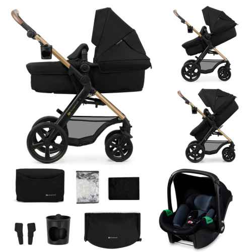 Комбинирана бебешка количка 3в1 Kinderkraft MOOV 2, Pure Black