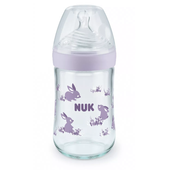 Стъклено шише Nuk Nature Sense Softer 240 мл. със силиконов биберон, размер M, лилаво-jU8sg.png