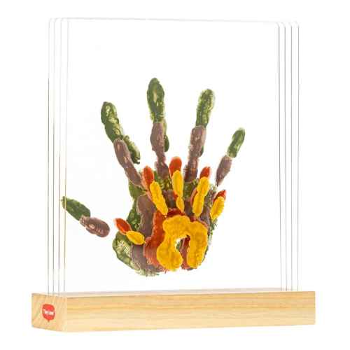 Декоративна рамка Tiny Love за семеен отпечатък с боички, с 4 пласта и елегантна дървена основа със заоблени ъгли