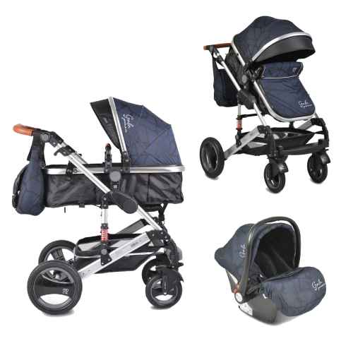 Комбинирана бебешка количка 3в1 Moni Gala Premium, Azur