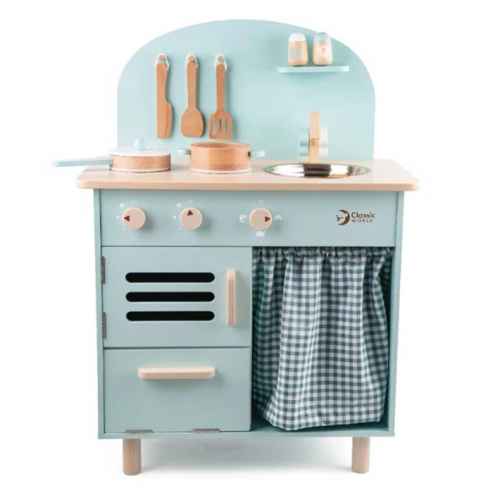 Дървена ретро кухня Classic World, синя