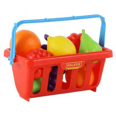 Пазарска кошница с плодове Polesie toys, 9 части червена