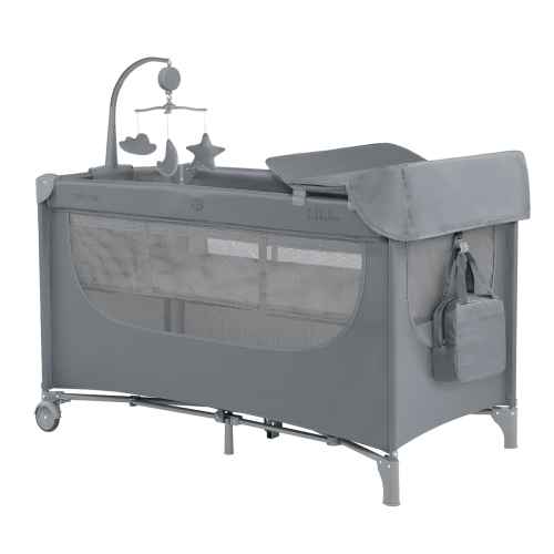 Бебешка кошара на две нива Kikka Boo Nighty Night, Grey 2026