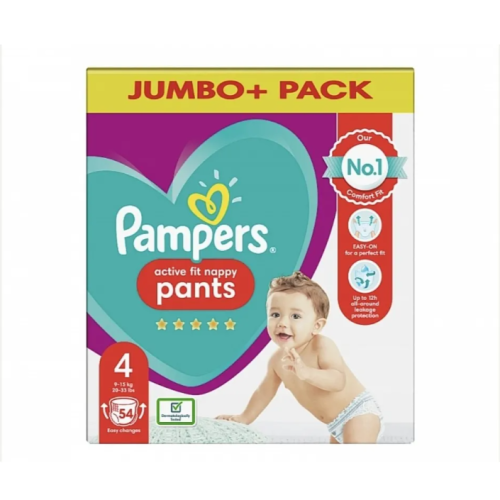 Гащички за еднократна употреба Pampers Active fit 4, 9-15 кг 54 бр.