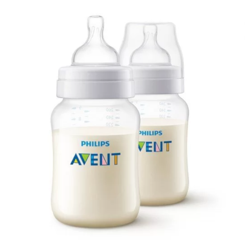 Шише за хранене AVENT Anti-Colic със сила на потока 2, 260 мл, 1 м+, 2 бр.