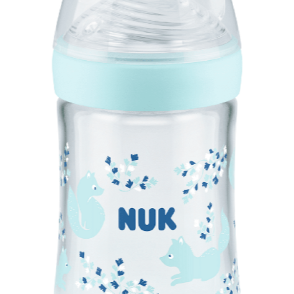 Стъклено шише Nuk Nature Sense Softer 240 мл. със силиконов биберон, размер M, син-lTYeB.png