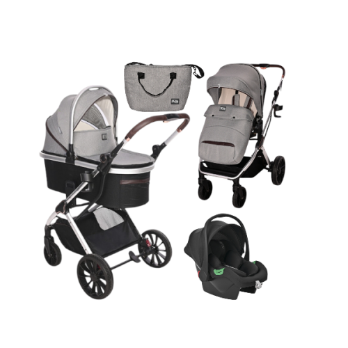 Комбинирана бебешка количка 3в1 Lorelli Glory, Opaline grey + адаптори