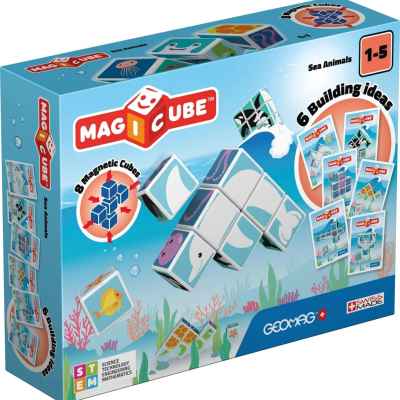 Магнитен конструктор Geomag, Magicube, Морски животни и карти 146, 11 части
