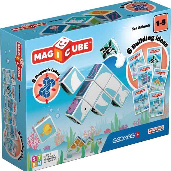 Магнитен конструктор Geomag, Magicube, Морски животни и карти 146, 11 части-lfSH4.jpeg