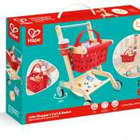 Дървен комплект за игра 2 в 1 Hape, Пазарска количка и кошница-lrBz4.jpeg
