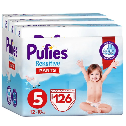 Памперс гащички Pufies Sensitive 5, 12-17 кг 126 бр.