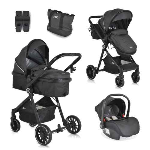 Комбинирана бебешка количка 4в1 Moni Rio, черен