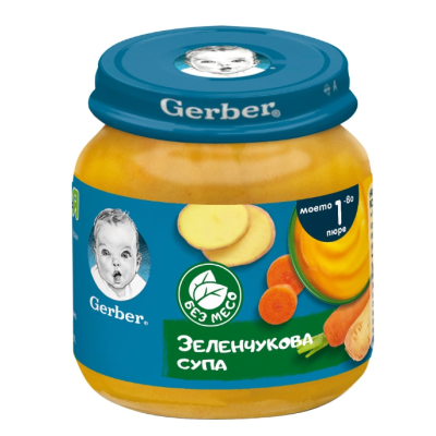 Бебешко пюре Gerber, зеленчукова супа 6м 125 гр.