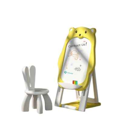 Детски комплект от дъска за рисуване 2 в 1 и стол Feelkids, Жълто мече