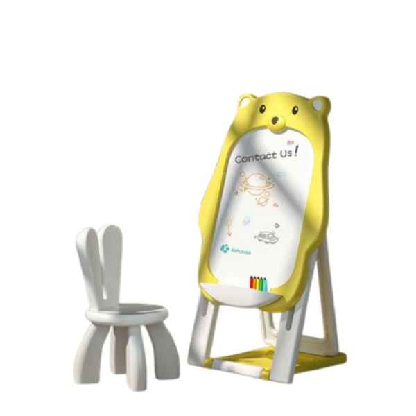 Детски комплект от дъска за рисуване 2 в 1 и стол Feelkids, Жълто мече-mlRgl.jpeg