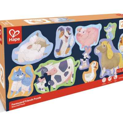 Образователен пъзел приятели от фермата Hape, 40 части
