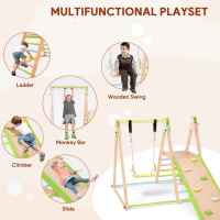 Детски дървен комплект 4в1 Ginger Home, Люлка, Пързалка, Катерушка и Рампа за Катерене, 120x112x114 см-nD9TB.jpeg