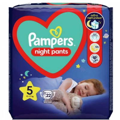 Еднократни нощни гащички Pampers Night Pants 5, 12-17 кг 22 бр.