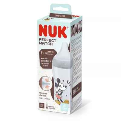 Шише Nuk Perfect Match, 3+ м РР 260 мл. със силиконов биберон за хранене M, Disney Mickey