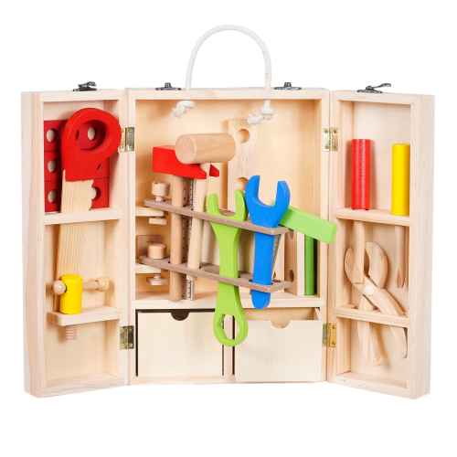 Дървена играчка Zizito Wooden, кутия с инструменти