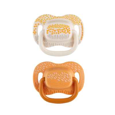 Силиконова залъгалка със симетрична форма Canpol Mountains, 18м+, 2бр жълто