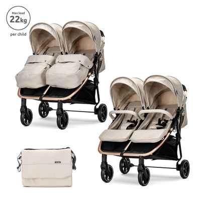 Количка за близнаци Lorelli DUO + чанта, Beige