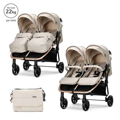 Количка за близнаци Lorelli DUO + чанта, Beige