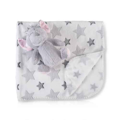 Бебешко одеяло Cangaroo с играчка Little Elephant 90/75 cm
