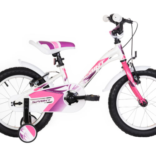 Детски велосипед Sprint Alice Alloy 16, бяло с бледорозово и лила