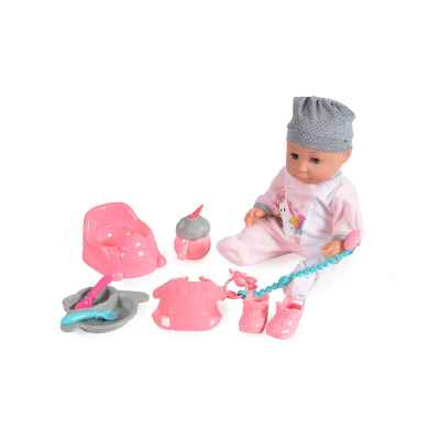 Кукла 36cm Moni toys, пишкаща със сива шапка