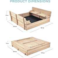 Голям детски пясъчник Ginger Home, с пейки и сгъваем капак 157x157x21см-oNc8b.jpeg