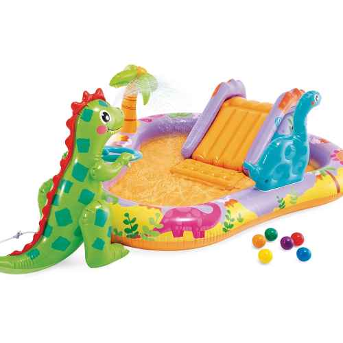 Надуваем център за игра с пързалка Intex, Дино парк