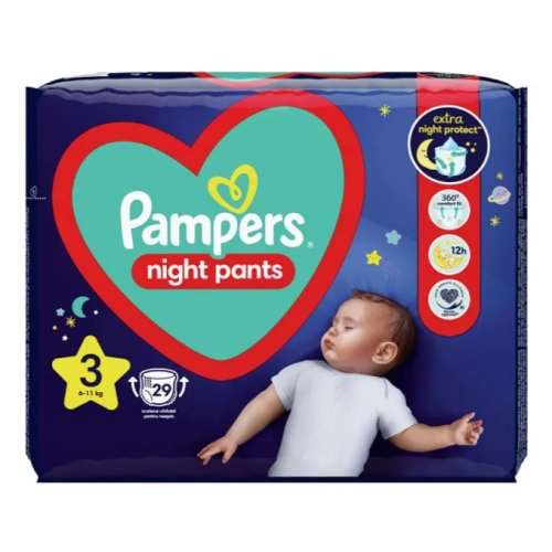 Еднократни нощни гащички Pampers Night Pants 3, 6-11 кг 29 бр.