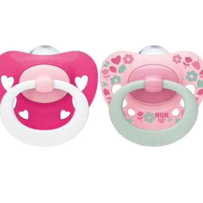 Силиконова залъгалка NUK Signature, 6-18м, розова, 2бр