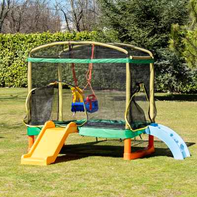 Голям батут Chipolino Playground 200 см, с пързалка зелен