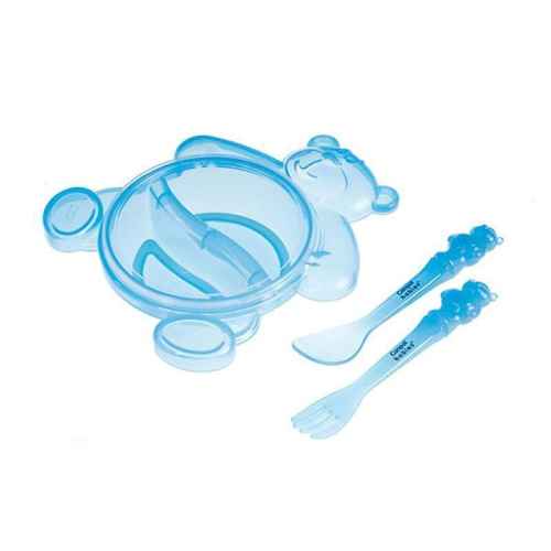 Комплект за хранене Canpol Мече 6м+ 3 части, синьо