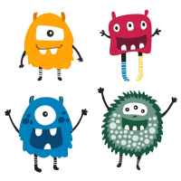 Комплект 4 броя стикери Ginger Home MONSTER, за декорация-pBw8X.jpeg